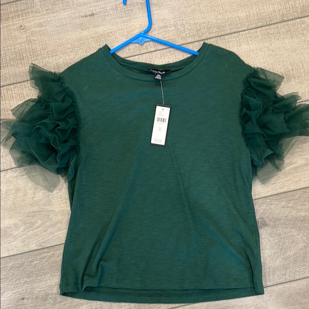 Emerald Ruffle Sleeve Blouse